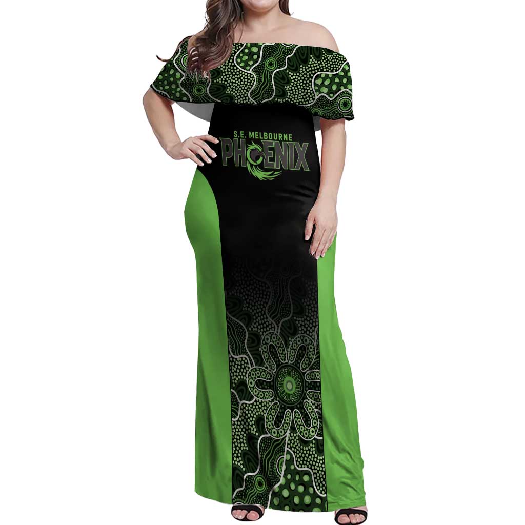 Basketball Custom South East Melbourne Off Shoulder Maxi Dress Simple Australian Dot Art - Aussie Hoodie