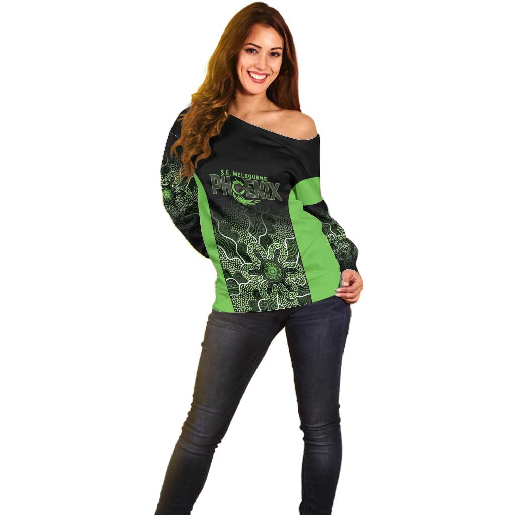 Basketball Custom South East Melbourne Off Shoulder Sweater Simple Australian Dot Art - Aussie Hoodie