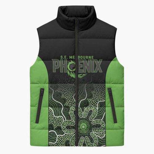 Basketball Custom South East Melbourne Sleeveless Puffer Jacket Simple Australian Dot Art - Aussie Hoodie
