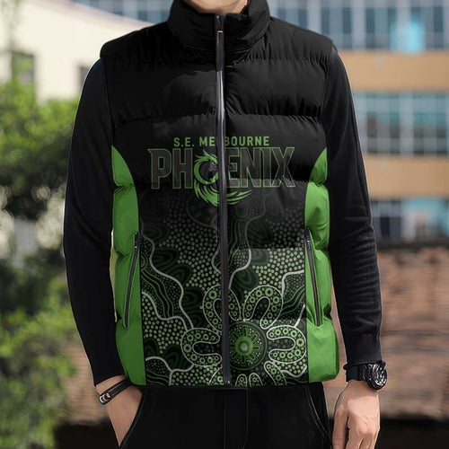 Basketball Custom South East Melbourne Sleeveless Puffer Jacket Simple Australian Dot Art - Aussie Hoodie