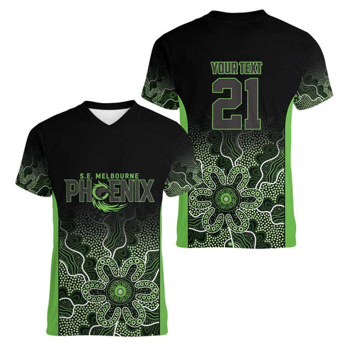 Basketball Custom South East Melbourne Women V-Neck T-Shirt Simple Australian Dot Art - Aussie Hoodie