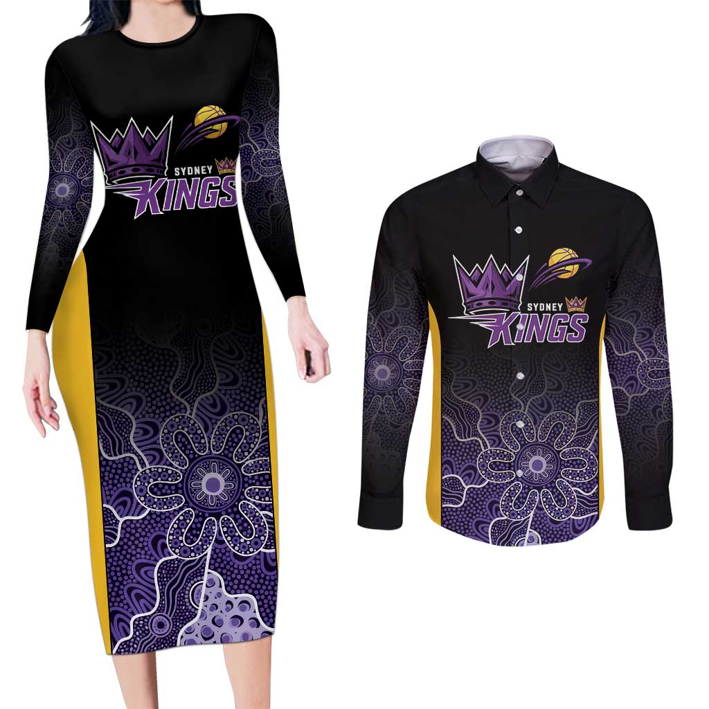 Basketball Custom Sydney Couples Matching Long Sleeve Bodycon Dress and Long Sleeve Button Shirt Simple Australian Dot Art - Aussie Hoodie