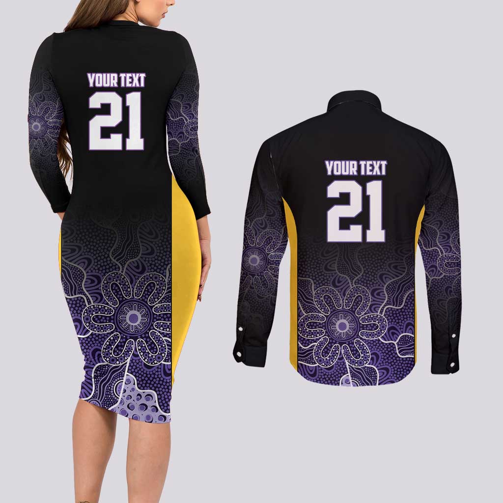 Basketball Custom Sydney Couples Matching Long Sleeve Bodycon Dress and Long Sleeve Button Shirt Simple Australian Dot Art - Aussie Hoodie