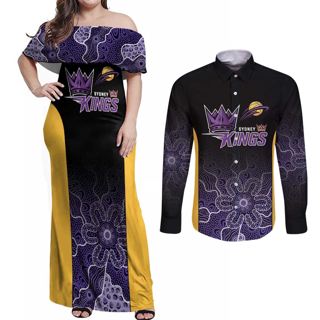 Basketball Custom Sydney Couples Matching Off Shoulder Maxi Dress and Long Sleeve Button Shirt Simple Australian Dot Art - Aussie Hoodie