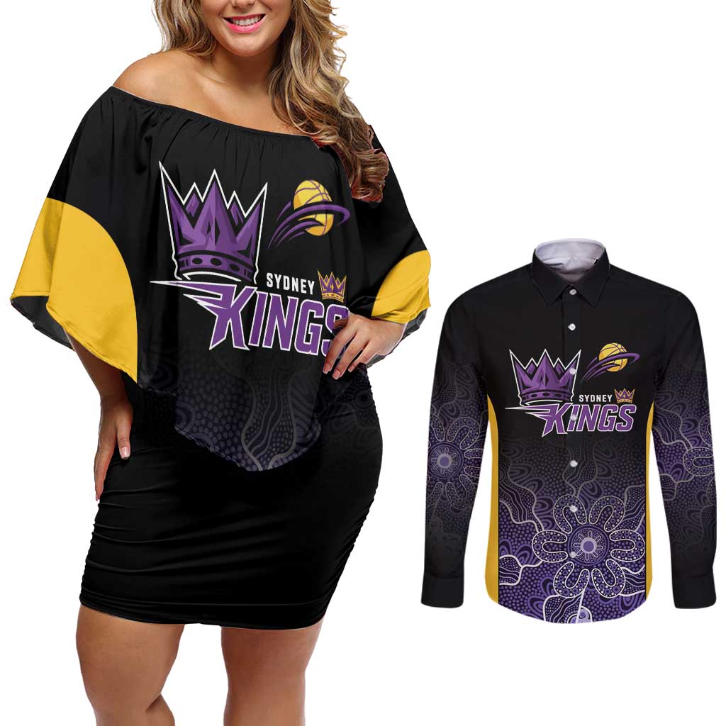 Basketball Custom Sydney Couples Matching Off Shoulder Short Dress and Long Sleeve Button Shirt Simple Australian Dot Art - Aussie Hoodie