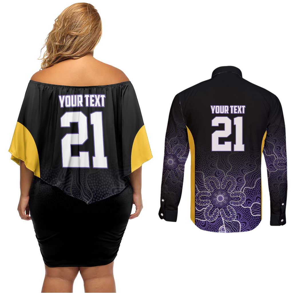 Basketball Custom Sydney Couples Matching Off Shoulder Short Dress and Long Sleeve Button Shirt Simple Australian Dot Art - Aussie Hoodie