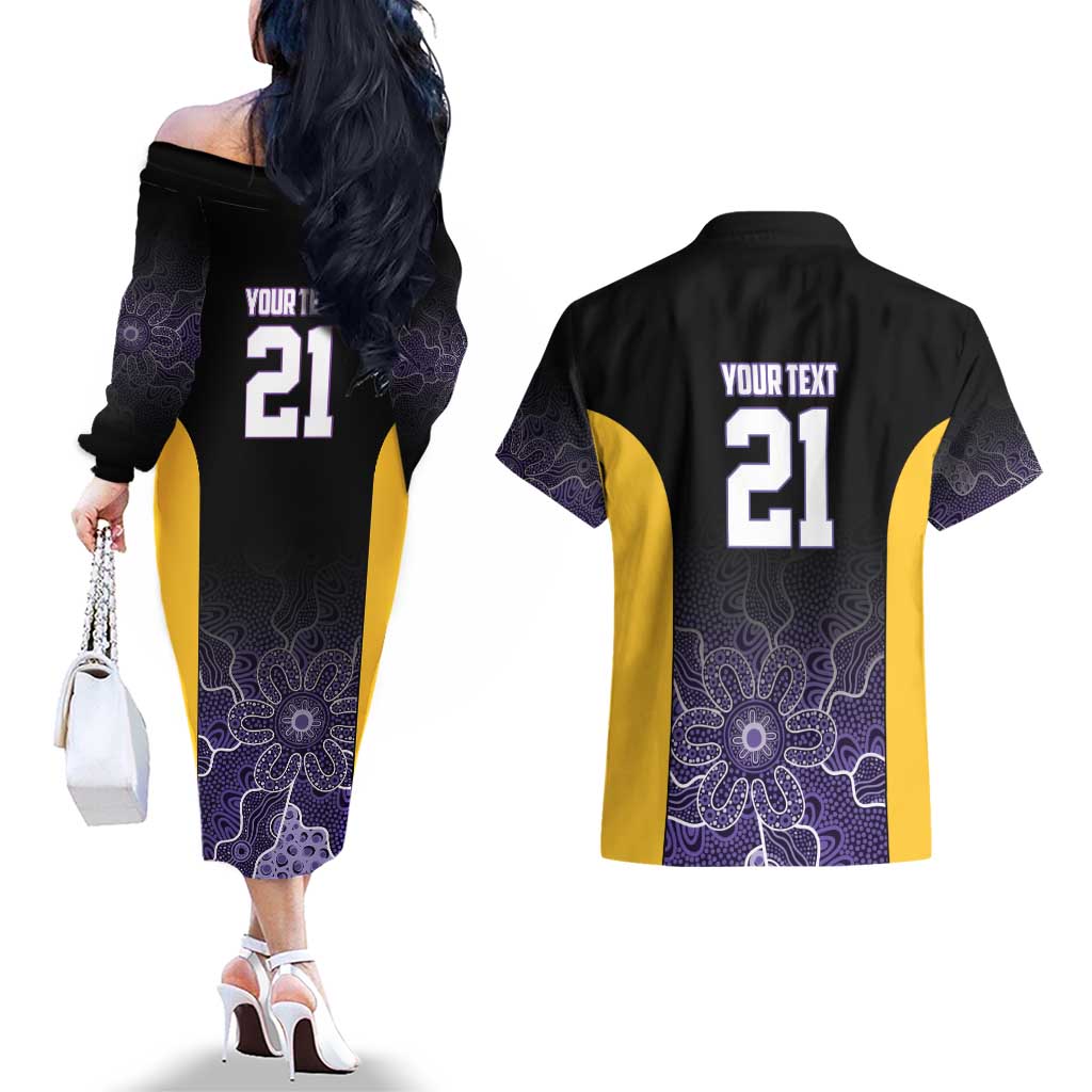 Basketball Custom Sydney Couples Matching Off The Shoulder Long Sleeve Dress and Hawaiian Shirt Simple Australian Dot Art - Aussie Hoodie