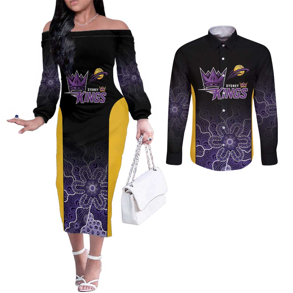 Basketball Custom Sydney Couples Matching Off The Shoulder Long Sleeve Dress and Long Sleeve Button Shirt Simple Australian Dot Art - Aussie Hoodie