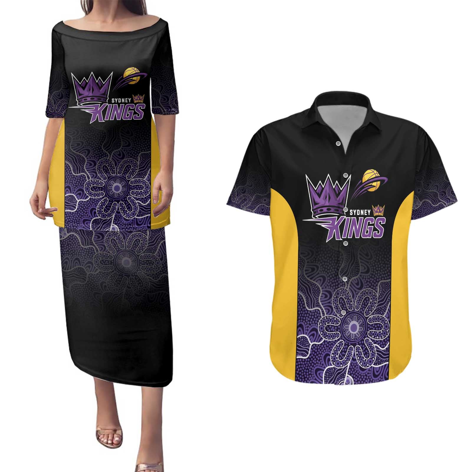 Basketball Custom Sydney Couples Matching Puletasi and Hawaiian Shirt Simple Australian Dot Art - Aussie Hoodie