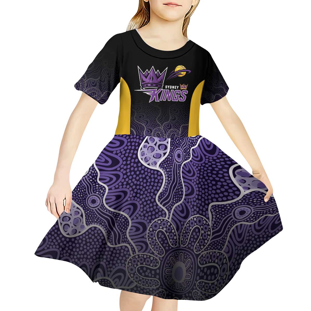 Basketball Custom Sydney Kid Short Sleeve Dress Simple Australian Dot Art - Aussie Hoodie
