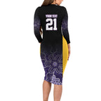 Basketball Custom Sydney Long Sleeve Bodycon Dress Simple Australian Dot Art - Aussie Hoodie