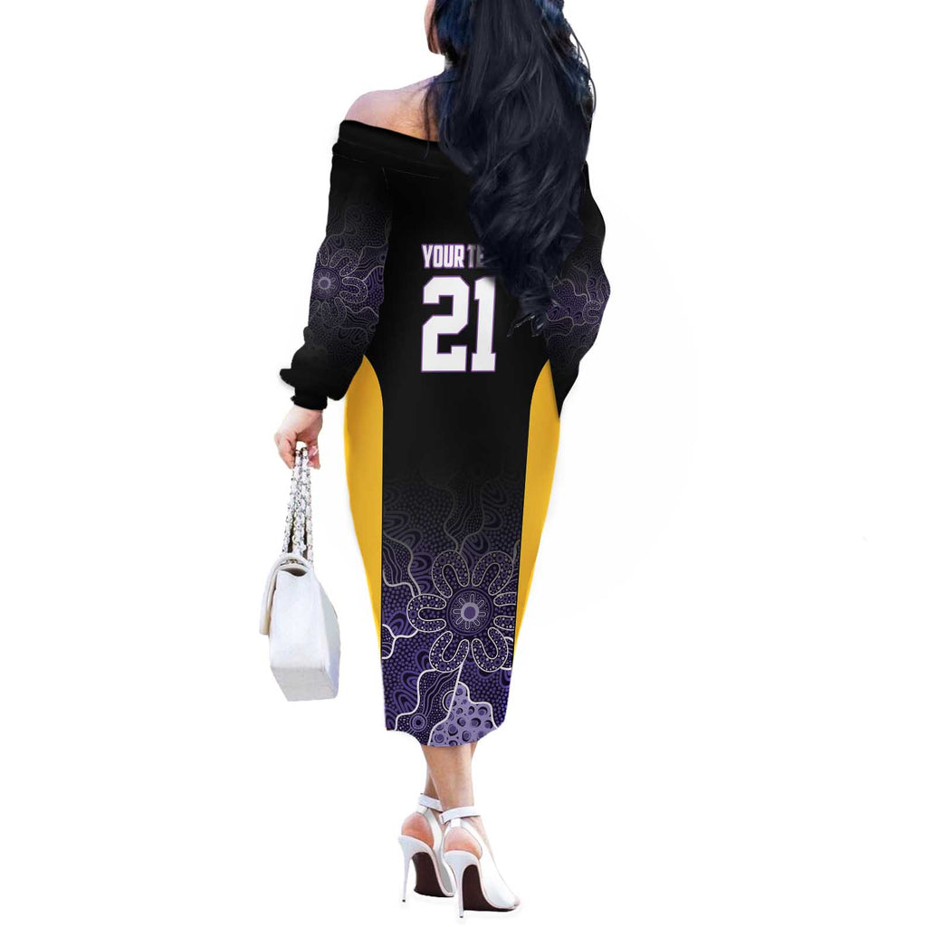Basketball Custom Sydney Off The Shoulder Long Sleeve Dress Simple Australian Dot Art - Aussie Hoodie