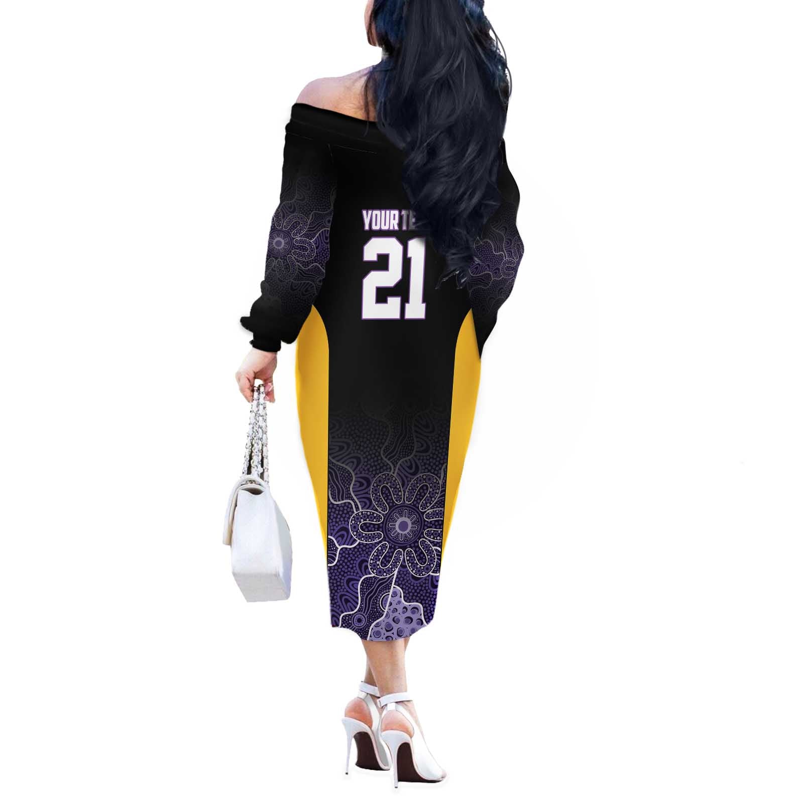 Basketball Custom Sydney Off The Shoulder Long Sleeve Dress Simple Australian Dot Art - Aussie Hoodie