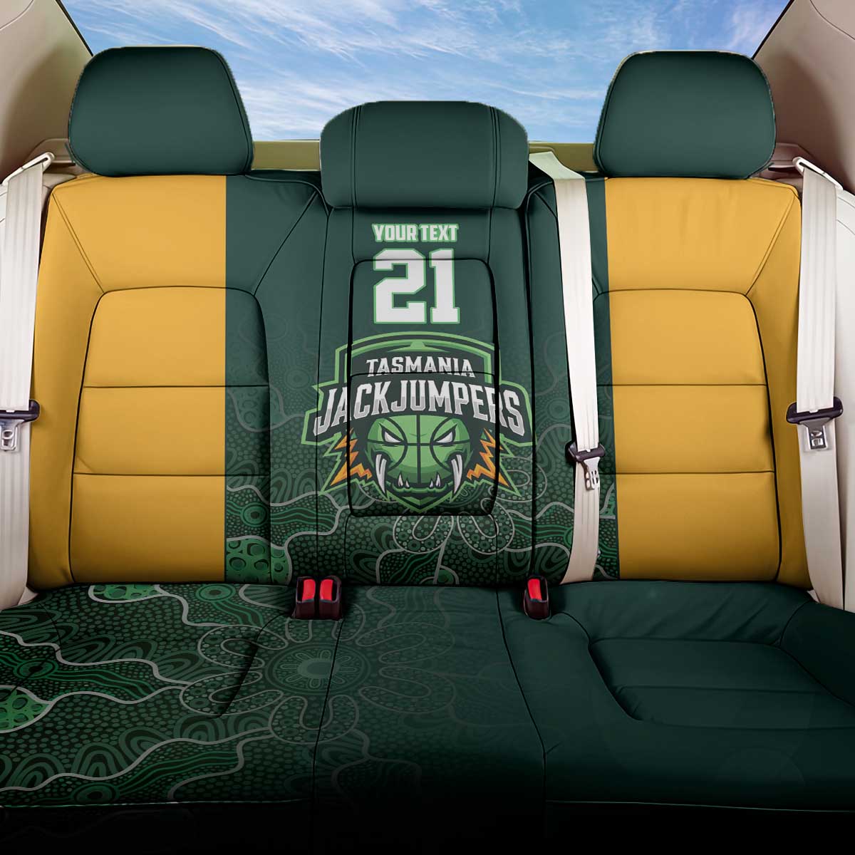 Basketball Custom Tasmania Back Car Seat Cover Simple Australian Dot Art - Aussie Hoodie
