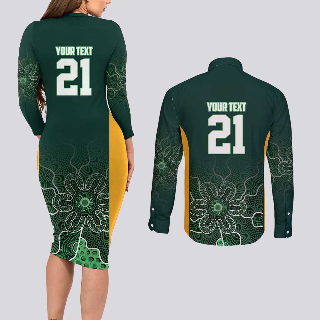 Basketball Custom Tasmania Couples Matching Long Sleeve Bodycon Dress and Long Sleeve Button Shirt Simple Australian Dot Art - Aussie Hoodie