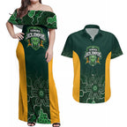 Basketball Custom Tasmania Couples Matching Off Shoulder Maxi Dress and Hawaiian Shirt Simple Australian Dot Art - Aussie Hoodie