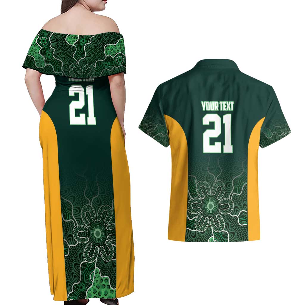 Basketball Custom Tasmania Couples Matching Off Shoulder Maxi Dress and Hawaiian Shirt Simple Australian Dot Art - Aussie Hoodie