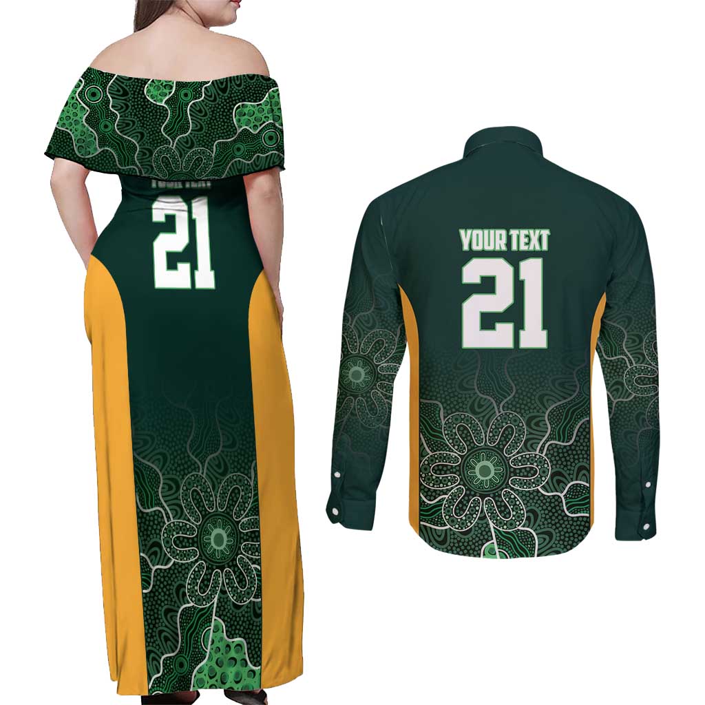 Basketball Custom Tasmania Couples Matching Off Shoulder Maxi Dress and Long Sleeve Button Shirt Simple Australian Dot Art - Aussie Hoodie