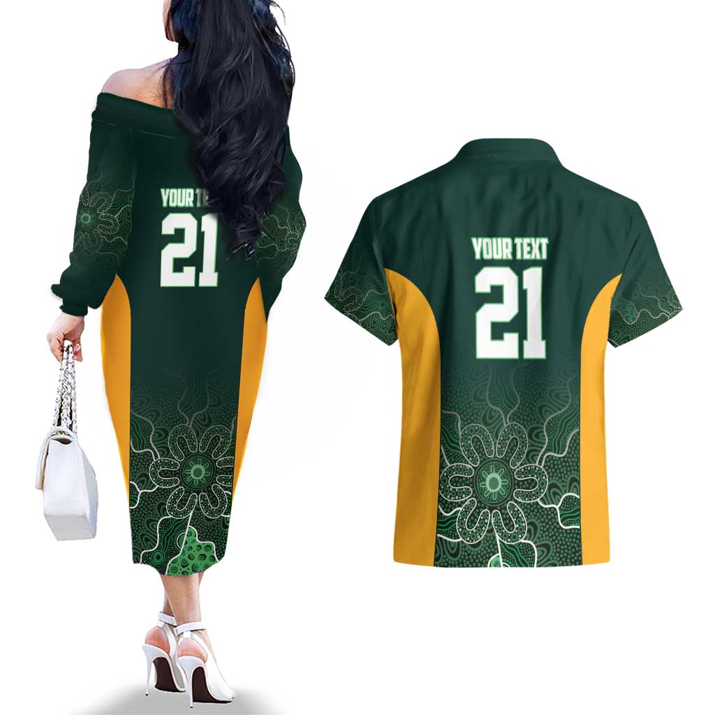 Basketball Custom Tasmania Couples Matching Off The Shoulder Long Sleeve Dress and Hawaiian Shirt Simple Australian Dot Art - Aussie Hoodie