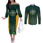 Basketball Custom Tasmania Couples Matching Off The Shoulder Long Sleeve Dress and Long Sleeve Button Shirt Simple Australian Dot Art - Aussie Hoodie