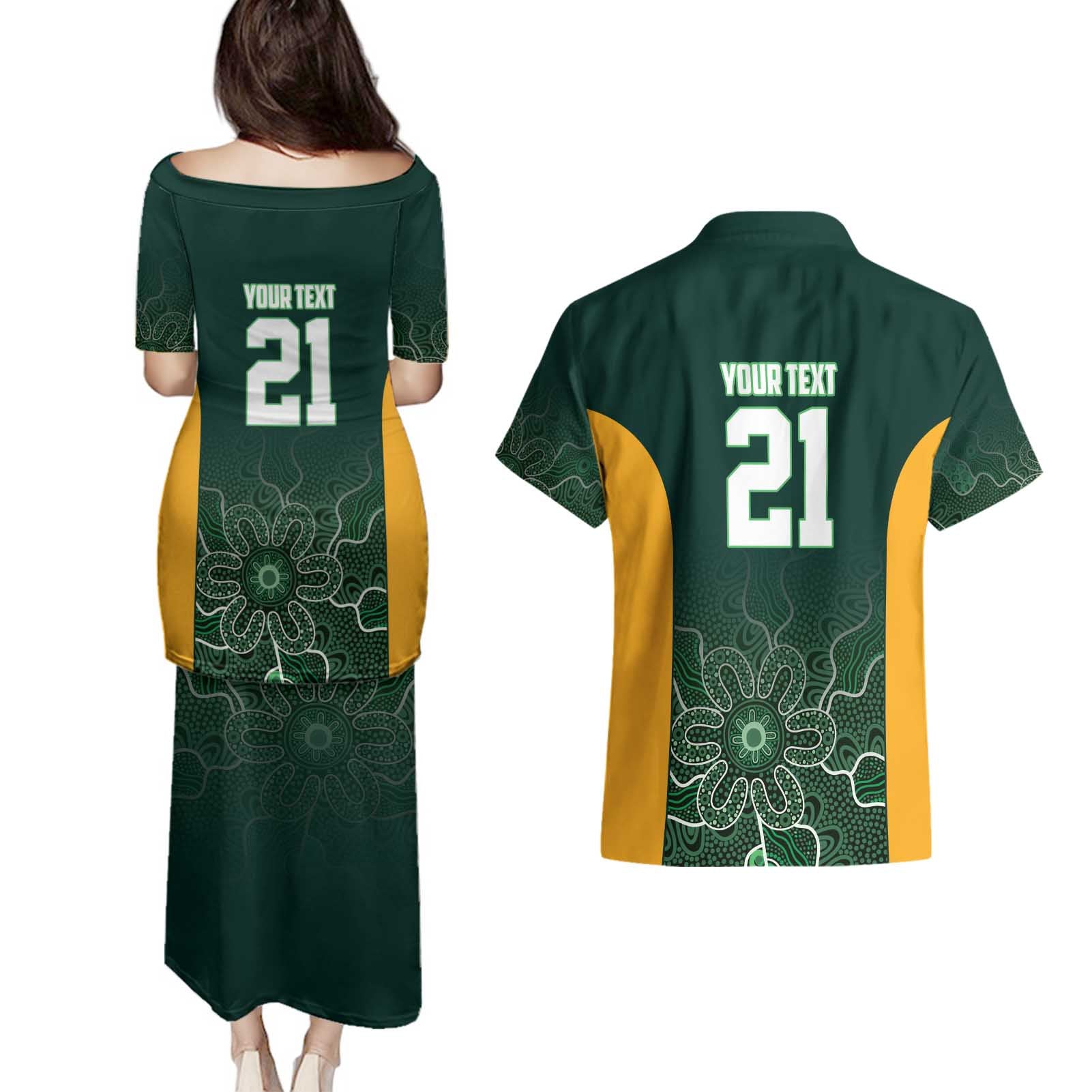 Basketball Custom Tasmania Couples Matching Puletasi and Hawaiian Shirt Simple Australian Dot Art - Aussie Hoodie