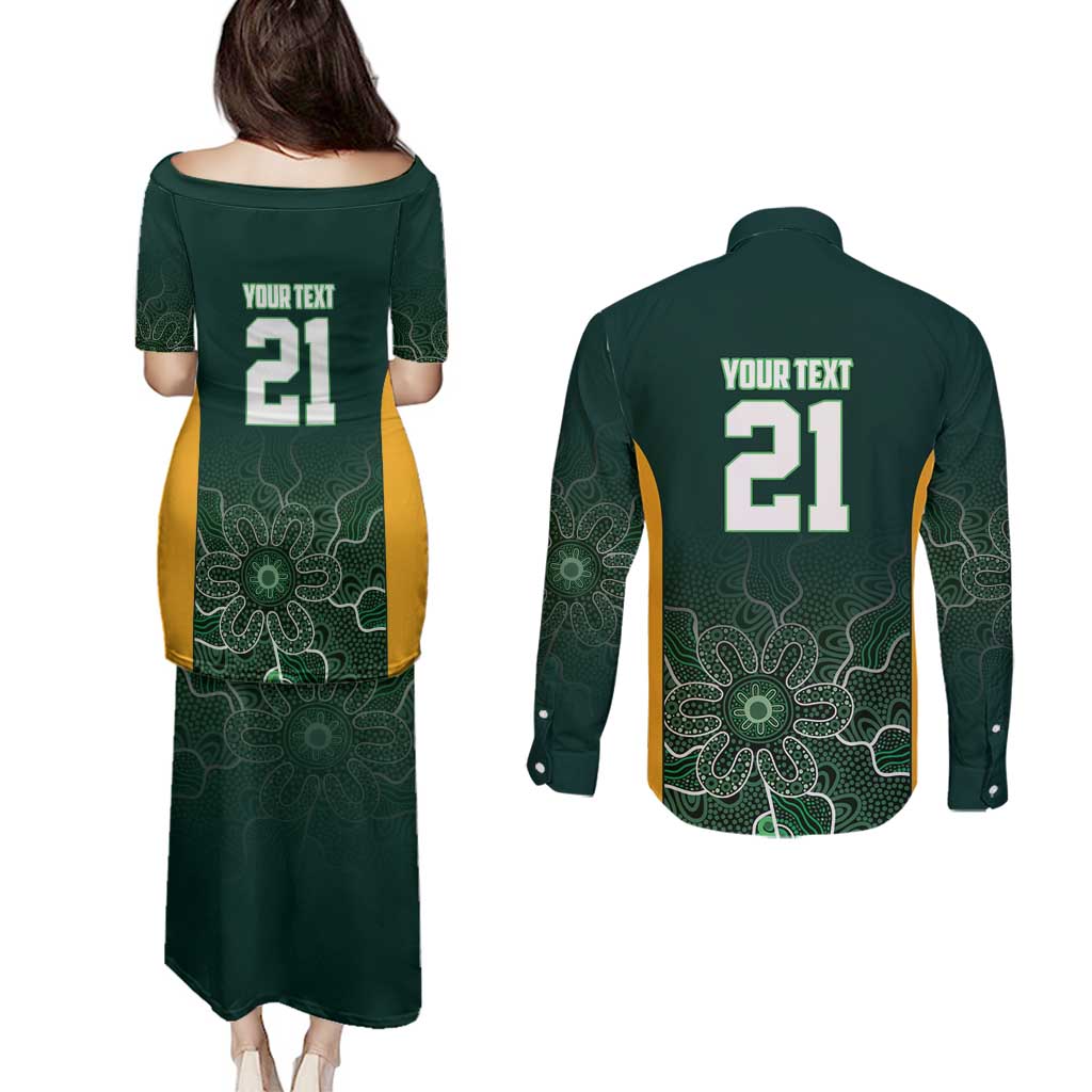 Basketball Custom Tasmania Couples Matching Puletasi and Long Sleeve Button Shirt Simple Australian Dot Art - Aussie Hoodie