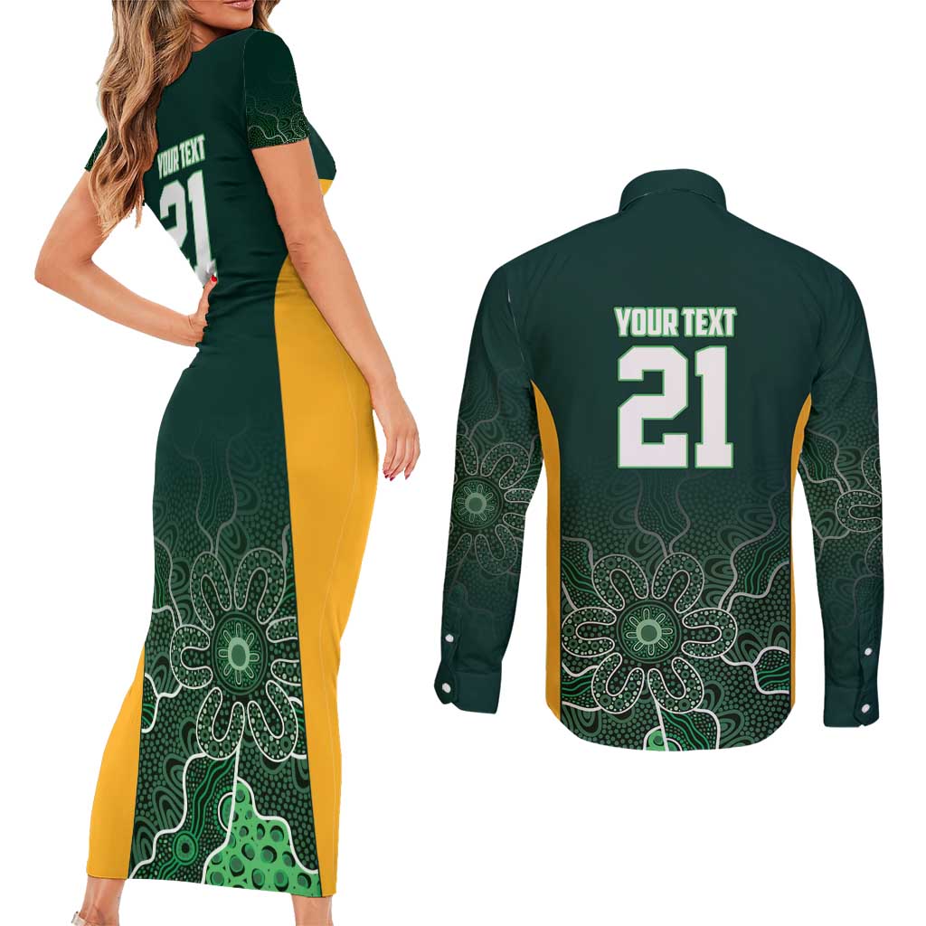 Basketball Custom Tasmania Couples Matching Short Sleeve Bodycon Dress and Long Sleeve Button Shirt Simple Australian Dot Art - Aussie Hoodie