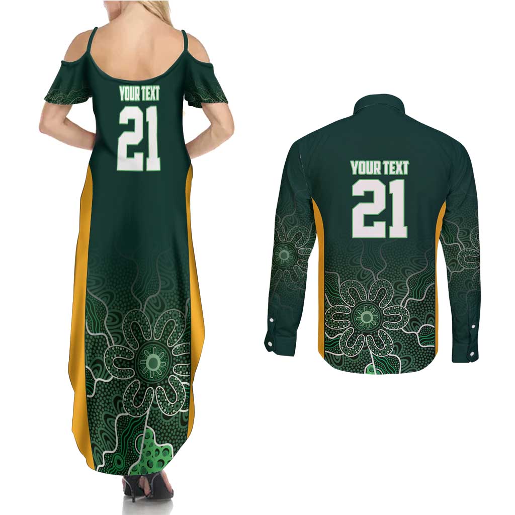 Basketball Custom Tasmania Couples Matching Summer Maxi Dress and Long Sleeve Button Shirt Simple Australian Dot Art - Aussie Hoodie