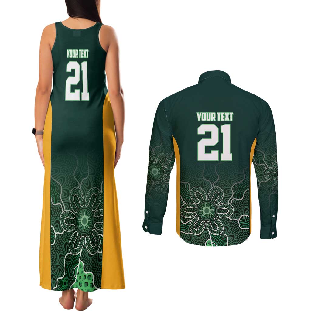 Basketball Custom Tasmania Couples Matching Tank Maxi Dress and Long Sleeve Button Shirt Simple Australian Dot Art - Aussie Hoodie