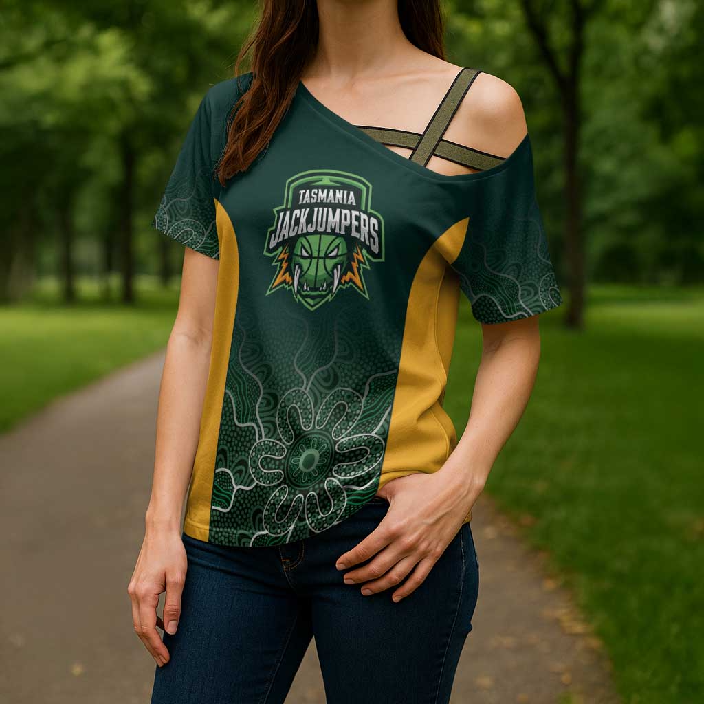 Basketball Custom Tasmania Cross Shoulder Shirt Simple Australian Dot Art - Aussie Hoodie