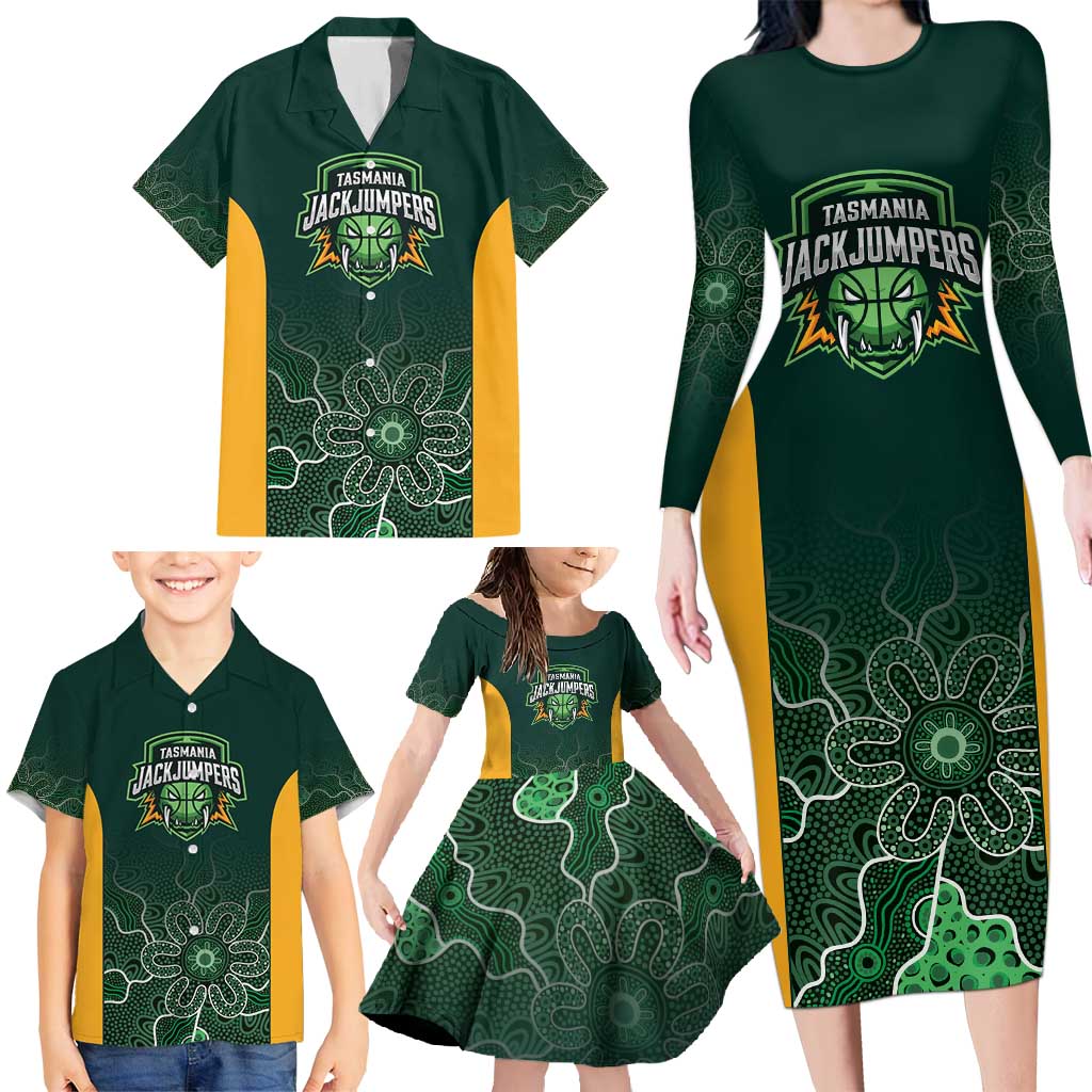 Basketball Custom Tasmania Family Matching Long Sleeve Bodycon Dress and Hawaiian Shirt Simple Australian Dot Art - Aussie Hoodie