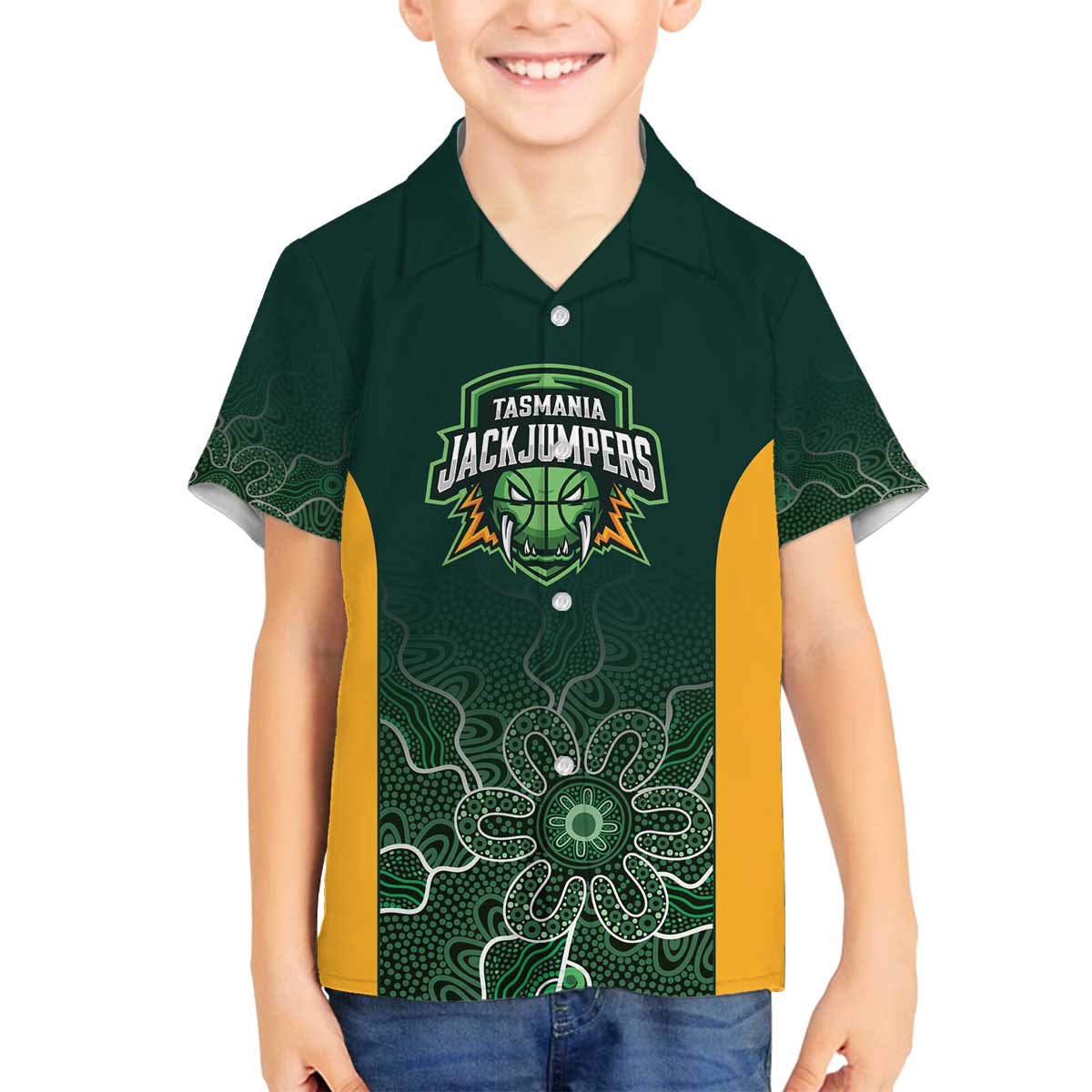 Basketball Custom Tasmania Family Matching Off The Shoulder Long Sleeve Dress and Hawaiian Shirt Simple Australian Dot Art - Aussie Hoodie