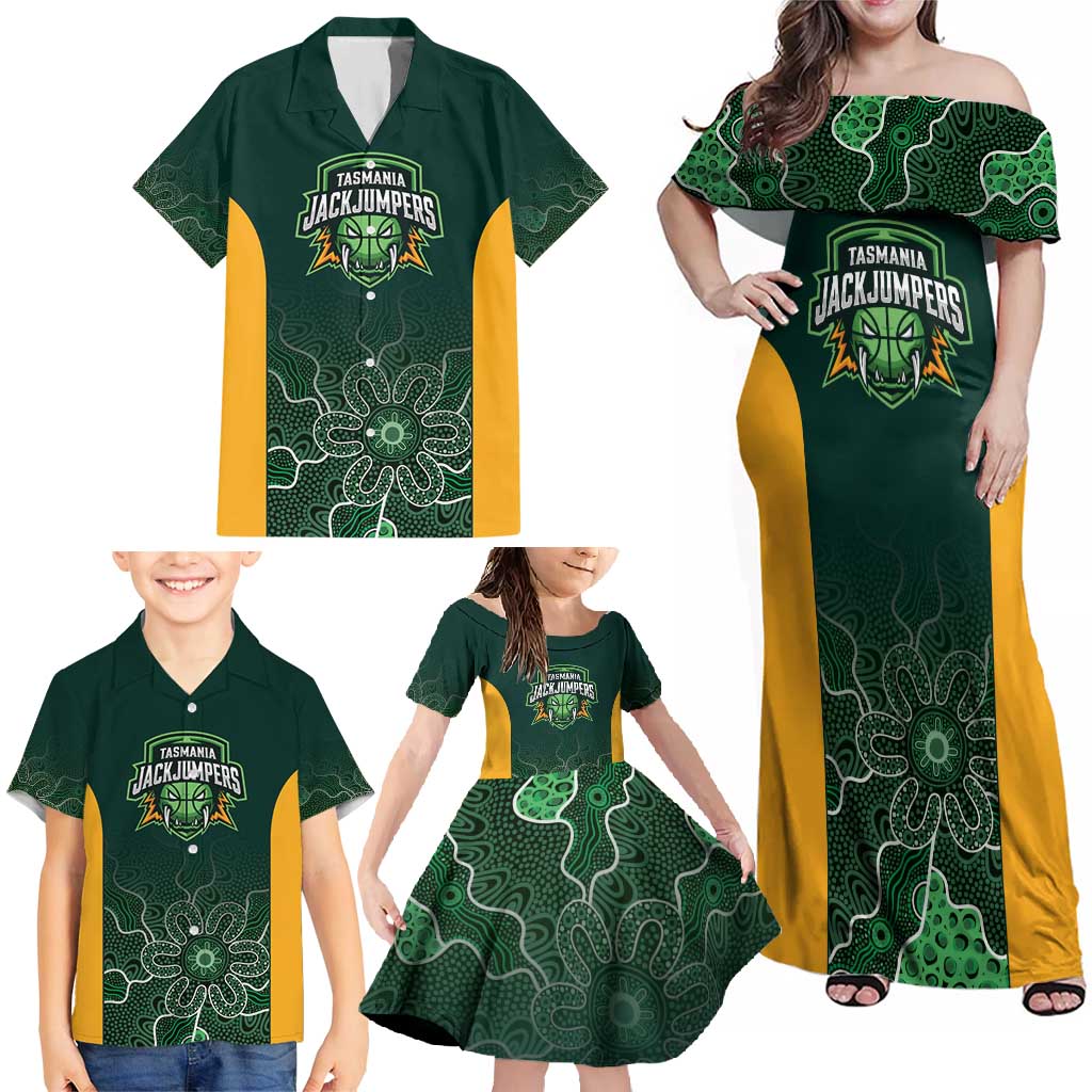 Basketball Custom Tasmania Family Matching Off Shoulder Maxi Dress and Hawaiian Shirt Simple Australian Dot Art - Aussie Hoodie