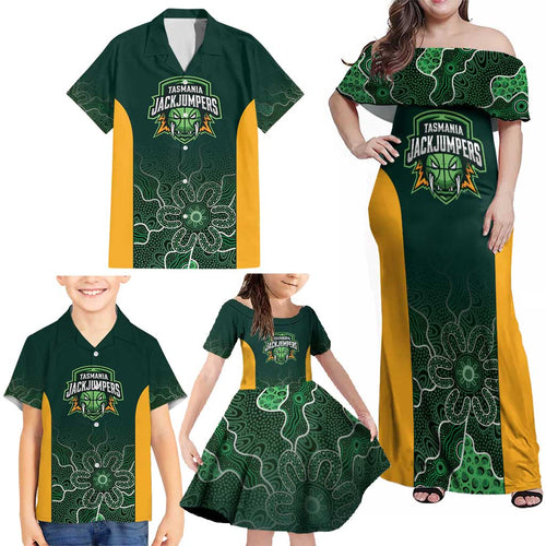 Basketball Custom Tasmania Family Matching Off Shoulder Maxi Dress and Hawaiian Shirt Simple Australian Dot Art - Aussie Hoodie