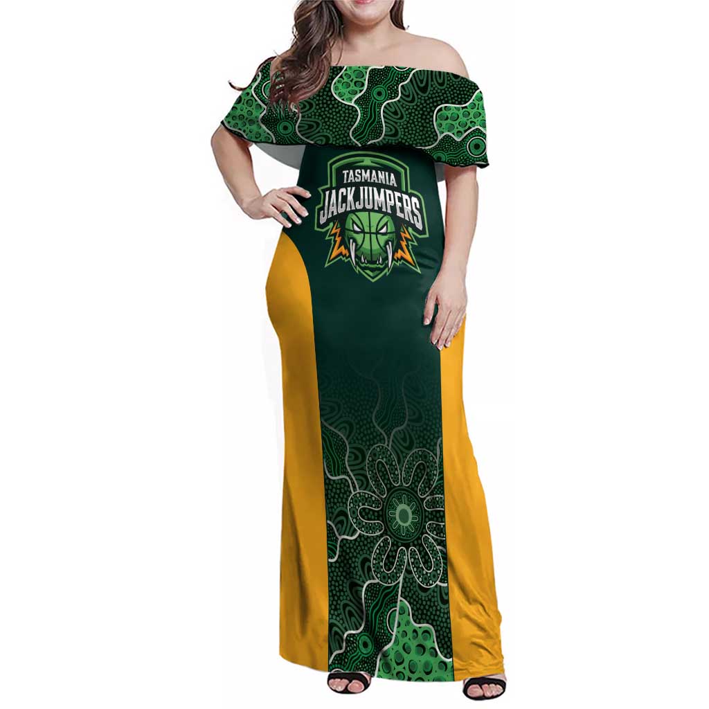 Basketball Custom Tasmania Family Matching Off Shoulder Maxi Dress and Hawaiian Shirt Simple Australian Dot Art - Aussie Hoodie