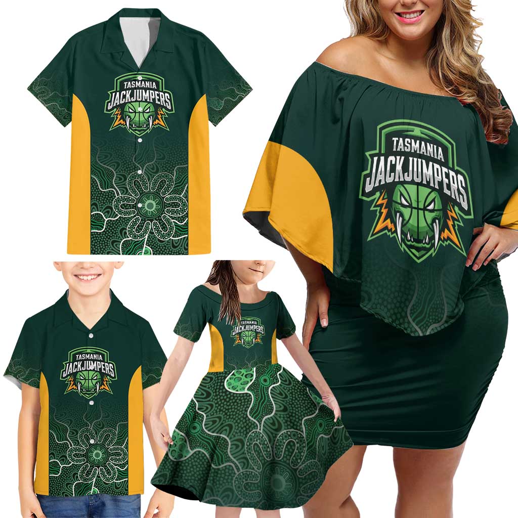 Basketball Custom Tasmania Family Matching Off Shoulder Short Dress and Hawaiian Shirt Simple Australian Dot Art - Aussie Hoodie