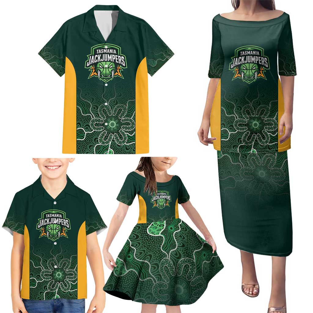 Basketball Custom Tasmania Family Matching Puletasi and Hawaiian Shirt Simple Australian Dot Art - Aussie Hoodie