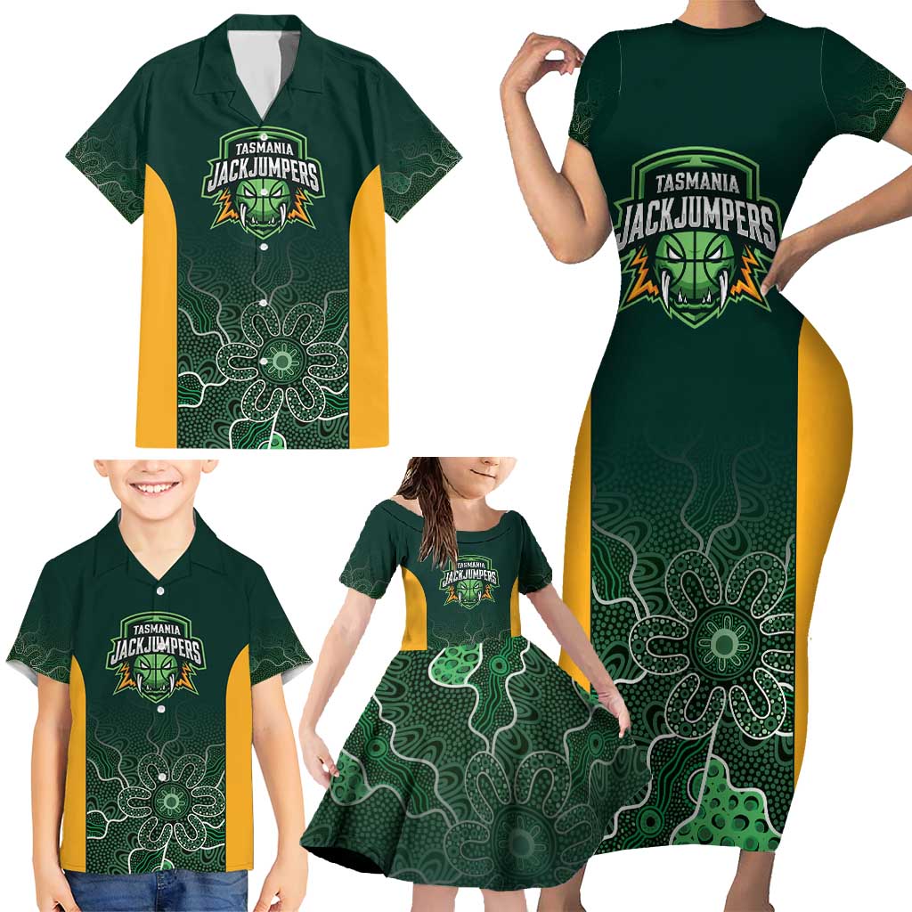 Basketball Custom Tasmania Family Matching Short Sleeve Bodycon Dress and Hawaiian Shirt Simple Australian Dot Art - Aussie Hoodie