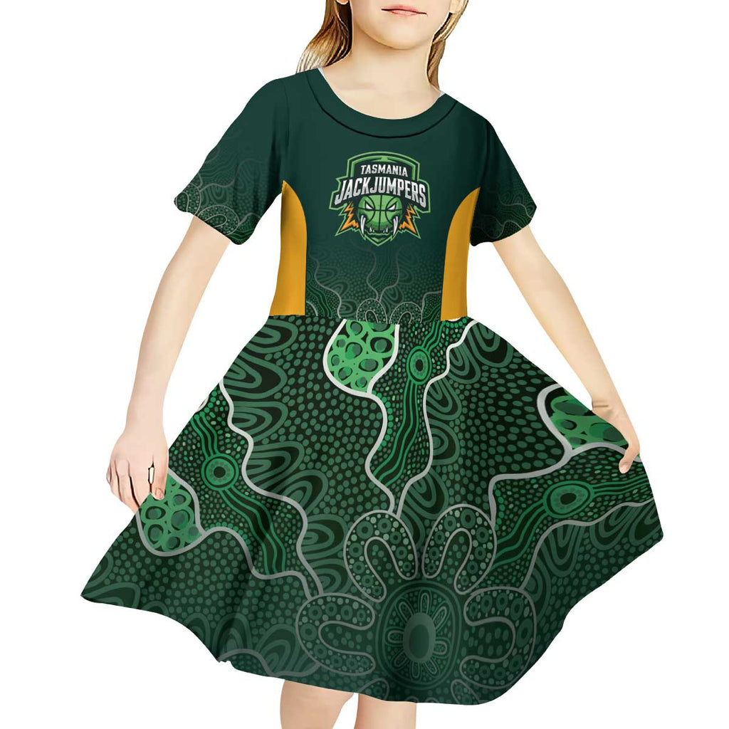 Basketball Custom Tasmania Kid Short Sleeve Dress Simple Australian Dot Art - Aussie Hoodie