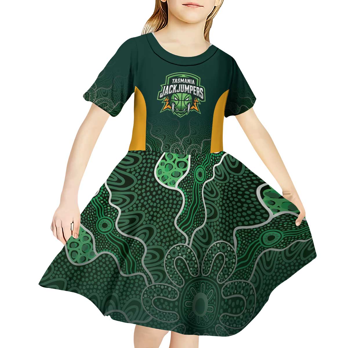 Basketball Custom Tasmania Kid Short Sleeve Dress Simple Australian Dot Art - Aussie Hoodie