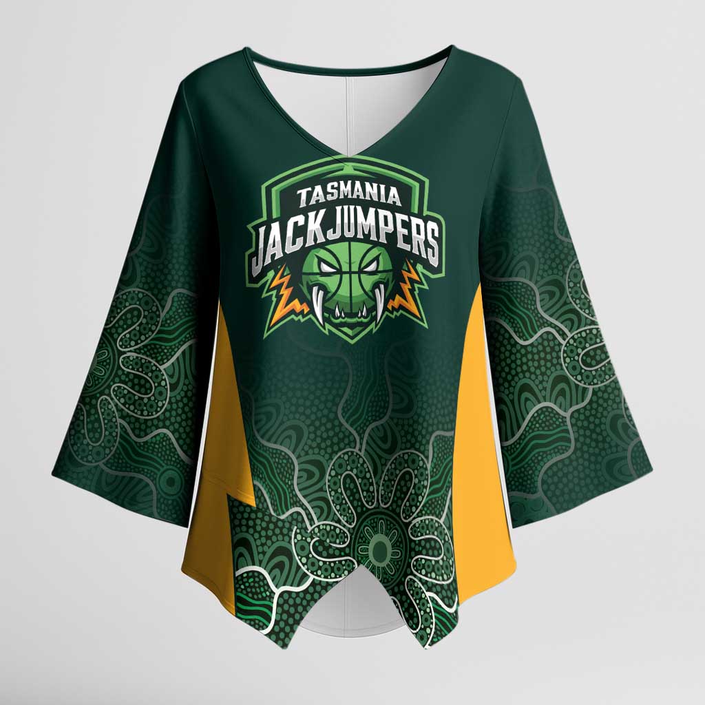 Basketball Custom Tasmania Kimono Sleeve Blouse Simple Australian Dot Art - Aussie Hoodie