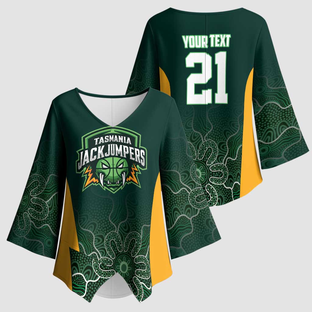 Basketball Custom Tasmania Kimono Sleeve Blouse Simple Australian Dot Art - Aussie Hoodie