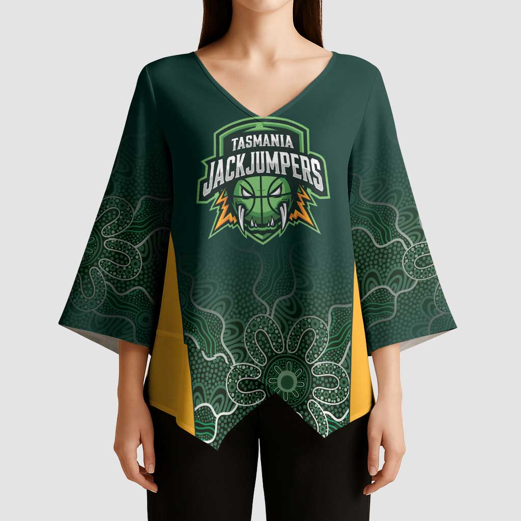 Basketball Custom Tasmania Kimono Sleeve Blouse Simple Australian Dot Art - Aussie Hoodie