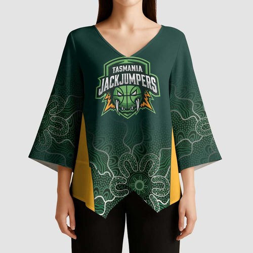 Basketball Custom Tasmania Kimono Sleeve Blouse Simple Australian Dot Art - Aussie Hoodie