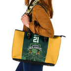 Basketball Custom Tasmania Leather Tote Bag Simple Australian Dot Art - Aussie Hoodie