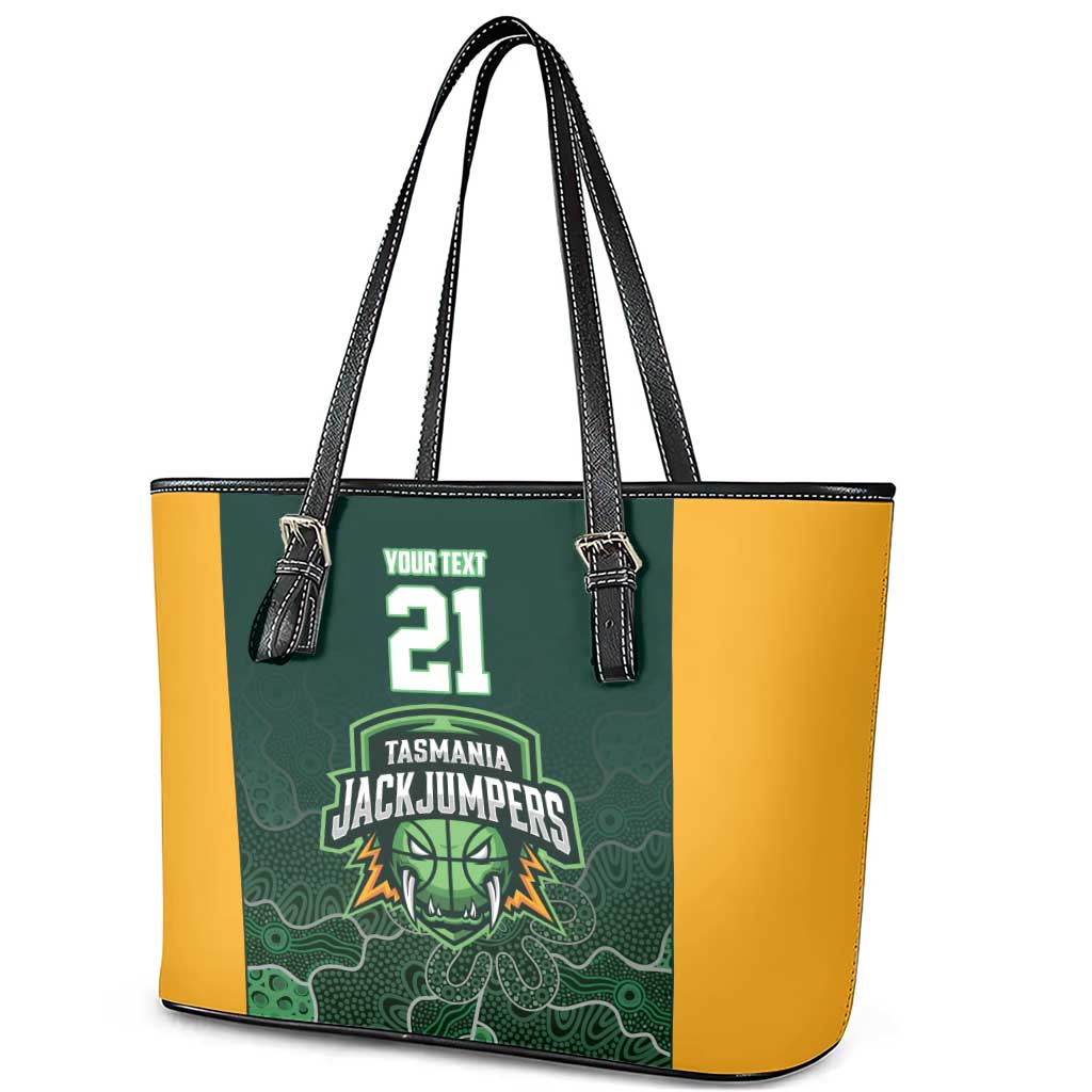 Basketball Custom Tasmania Leather Tote Bag Simple Australian Dot Art - Aussie Hoodie