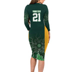 Basketball Custom Tasmania Long Sleeve Bodycon Dress Simple Australian Dot Art - Aussie Hoodie