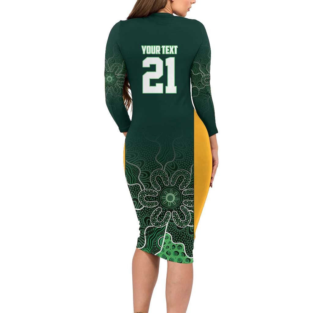 Basketball Custom Tasmania Long Sleeve Bodycon Dress Simple Australian Dot Art - Aussie Hoodie