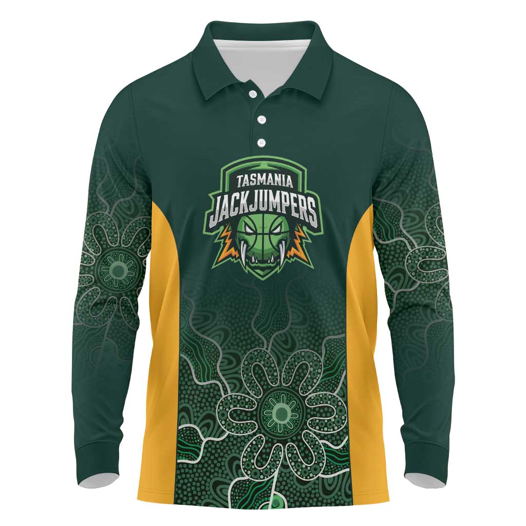 Basketball Custom Tasmania Long Sleeve Polo Shirt Simple Australian Dot Art - Aussie Hoodie