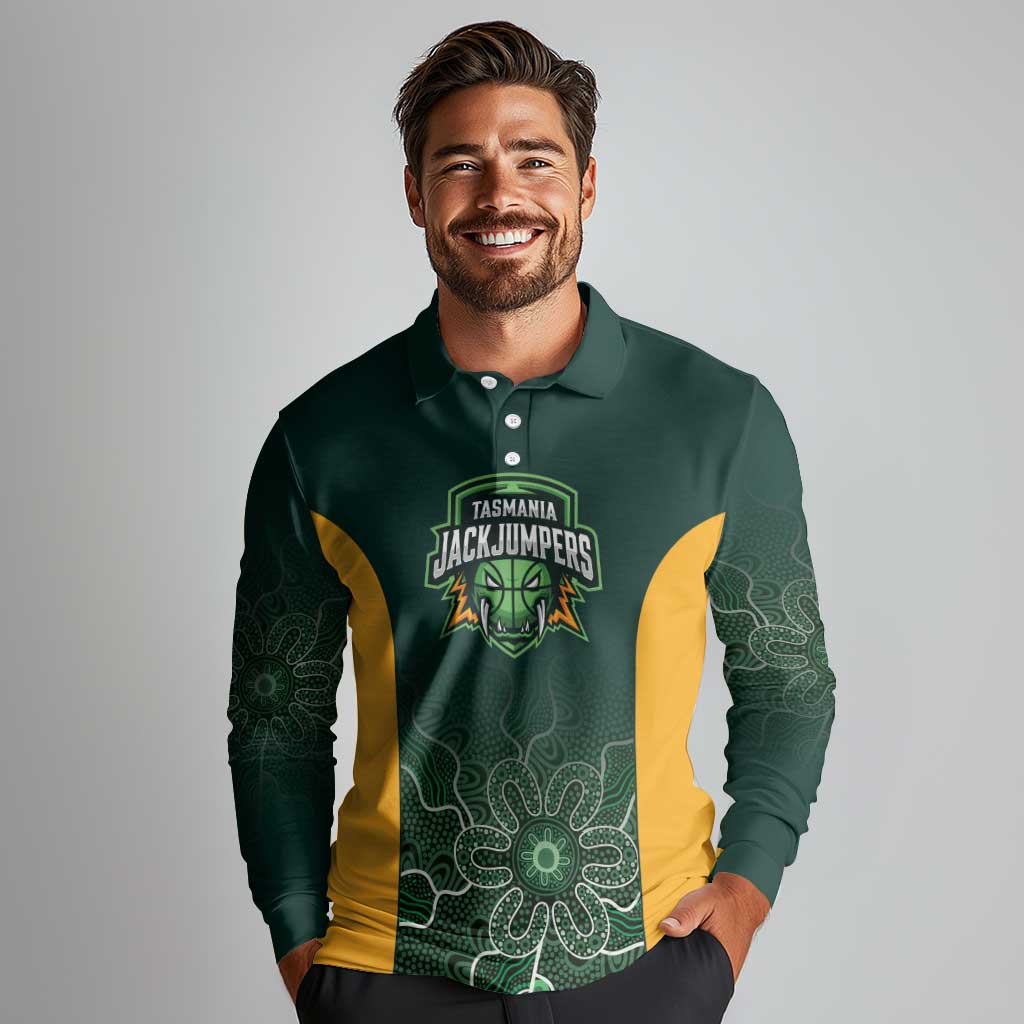 Basketball Custom Tasmania Long Sleeve Polo Shirt Simple Australian Dot Art - Aussie Hoodie